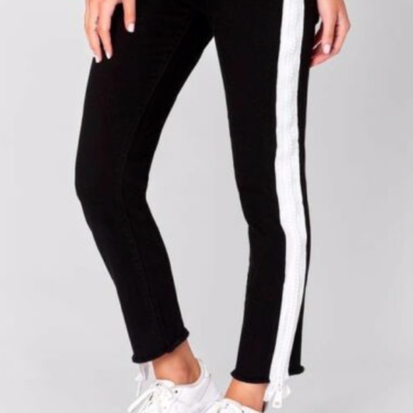 LF Carmar black and white zip up straight leg jean - Picture 4 of 7